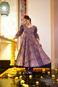 blue burst floral suit set