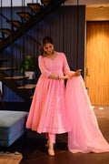 inayat baby pink embroidered suit set