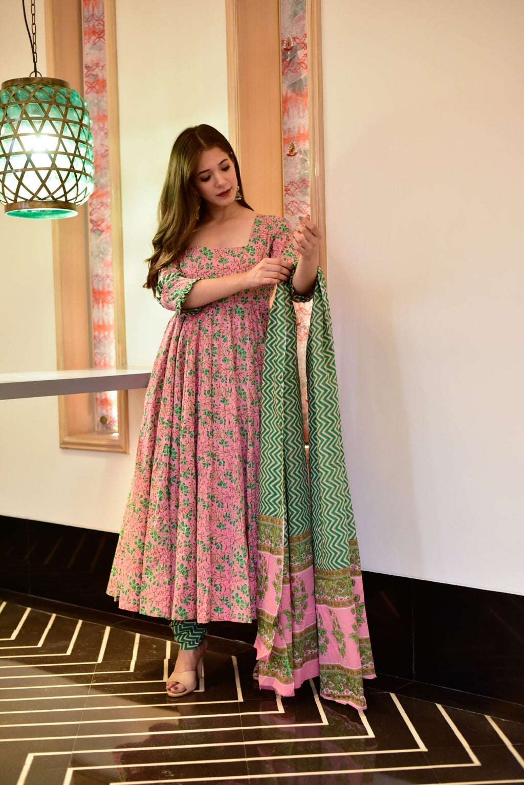 arunima pink cotton suit set