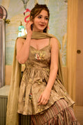 afiza light brown kurta sharara set