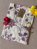 Cream Purple "Gold" Angrakha Cotton Kurta
