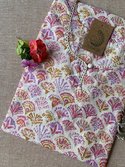 "Gulmohar" Peach Purple Cotton Kurta