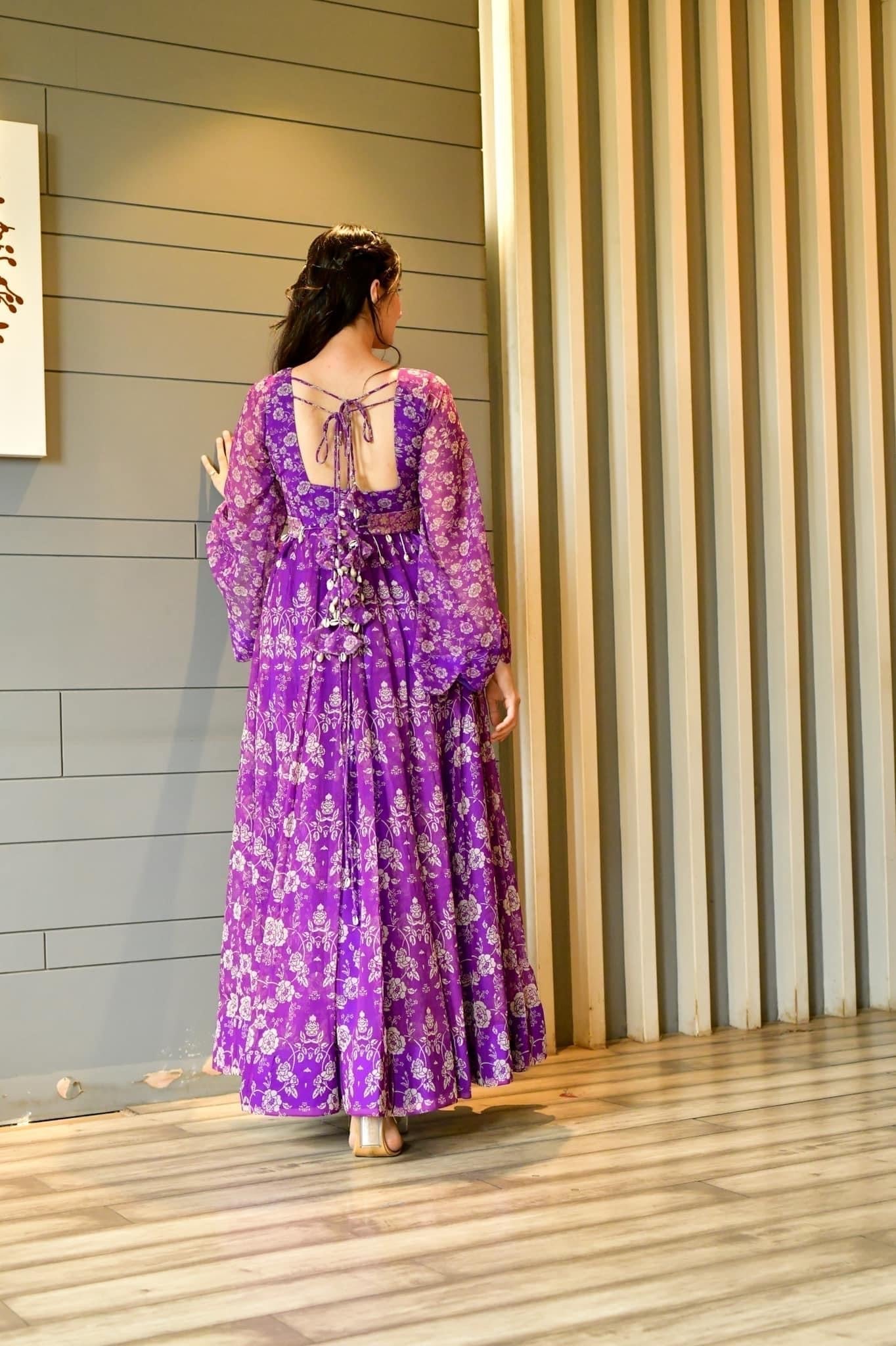 Madhumita purple georgette dress