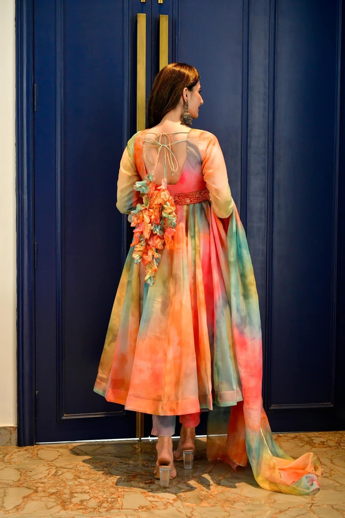 multicolor organza suit set