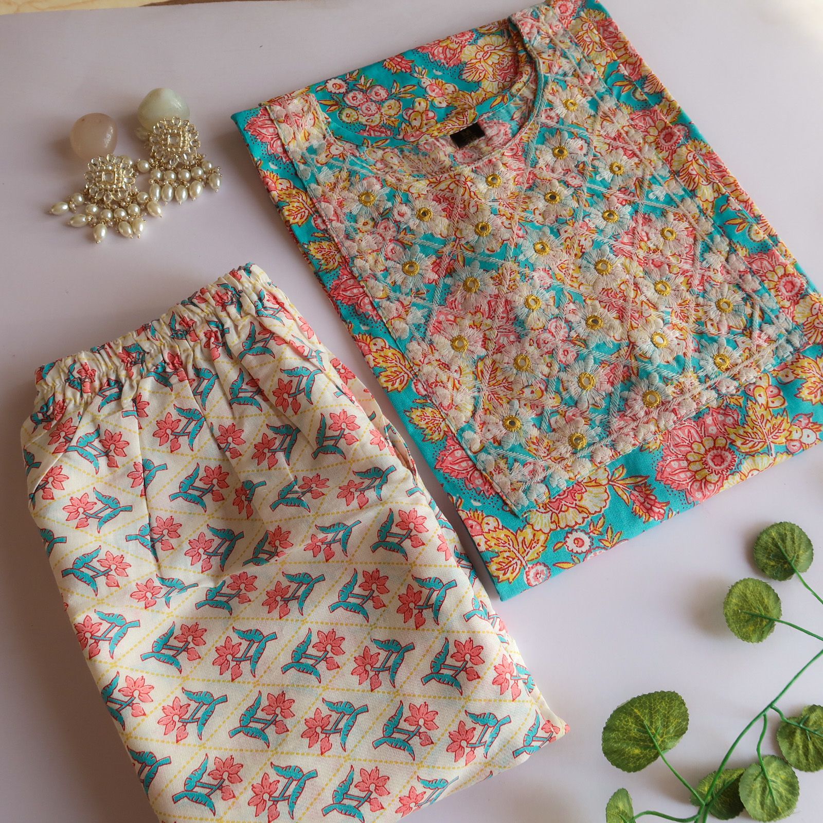 Sky Blue Floral Boom Slim Fit Suit Set